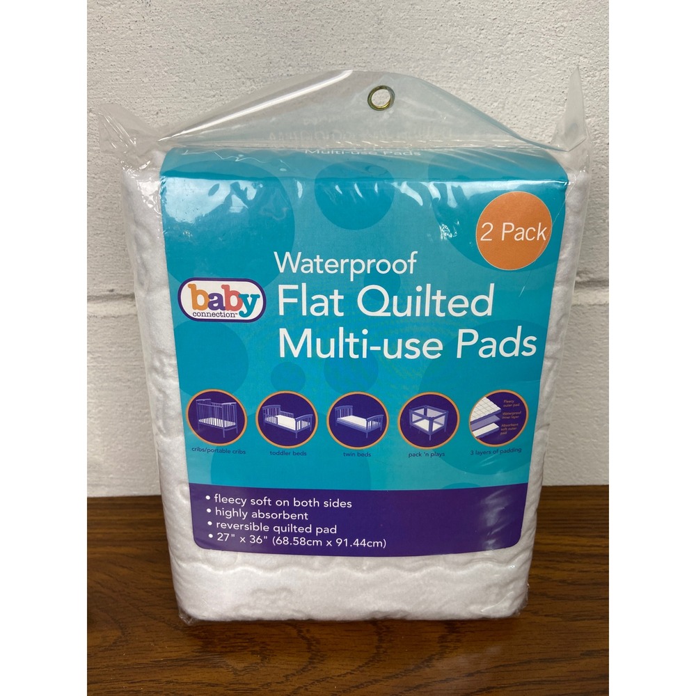 Baby Connection Waterproof Flat Quilted Multi-Use Pads 2 Pack 27 x‎ 36 NEW